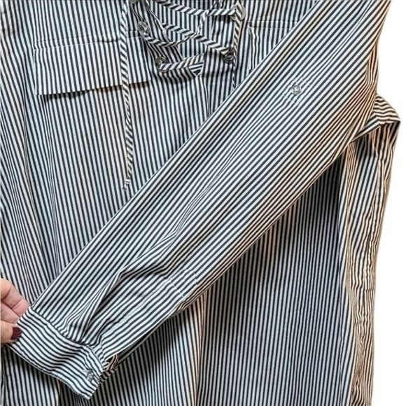 Calvin Klein roll sleeve v neckline collared blouse with lace up detailing large - Picture 5 of 5